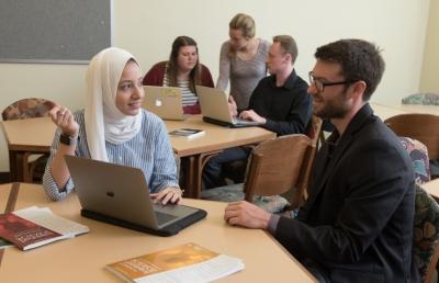 Students working in International Collaboration Research Center